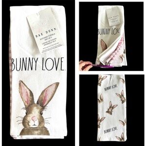Rae Dunn Cotton Easter Kitchen Towels Set of 3 NEW WITH TAGS Easter Bunny